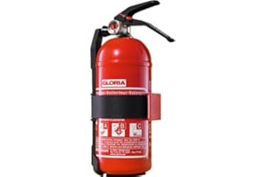 GLORIA 1 kg Pulver-Feuerlöscher für Kfz, Werkstatt, Boot, Küche oder Garage # mit Manometer # Kfz.-Halter und Sicherheitsspannband