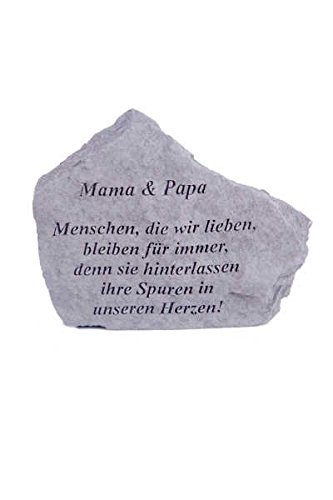 Gedenkstein "Mama & Papa..." aus Steinguss 18 x 14 cm Grabschmuck