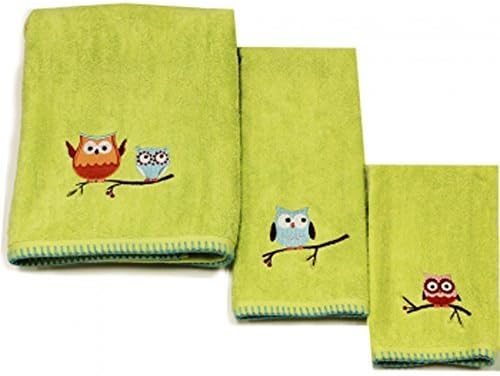 Hooty Bath Ensemble, Hooty Hand Towel-Kiwi by Saturday Knight