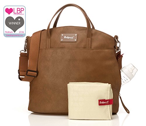 Babymel Grace Faux Leather Satchel Diaper Bag, Tan