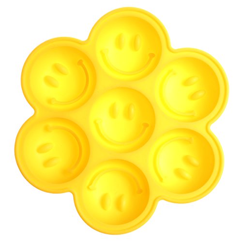 wortek Eiswürfel Schale Smiley Fun Form für 7 Würfel / Kugeln Gelb