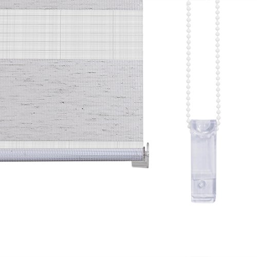OBdeco Doppelrollo Klemmfix 80x150cm Flachs Duo Rollo ohne Bohren mit Klemmträgern Fensterrollo - 6
