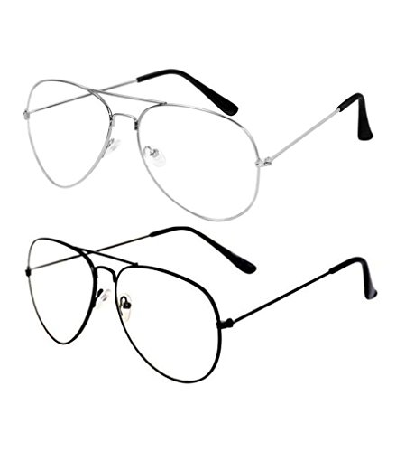 shadz Aviator Unisex Sunglasses (Clear,55) 2 Combo Pack RS.110.00