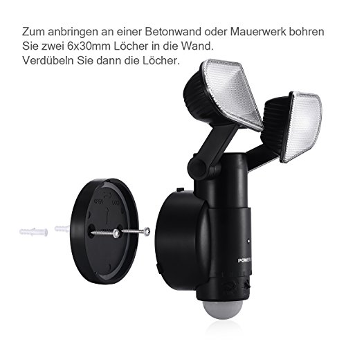 Poweradd LED Licht Nachtlicht Außenleuchte mit Bewegungsmelder und Dämmerungssensor, schwenkbar und regendicht für Garten, Terrasse, Hausflur, Treppen, Balkon, Außenwand - 6
