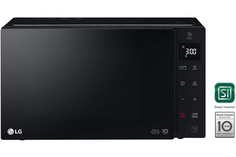 LG MH6535GIB Smart Inverter Microwave Oven with Quartz Grill, 25 Litres, 1150 W, Automatic Programmes, 5 Adjustable Power Levels – Smoky Black