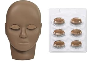 ANNAFRIS Extensión de Pestañas Cabeza de Maniquí Ojos Extraíbles Cabeza de Maniquí de Práctica Entrenamiento de Extensión de Pestañas Con 4 Pares de Ojos Extraíbles(Head C-Coffee)