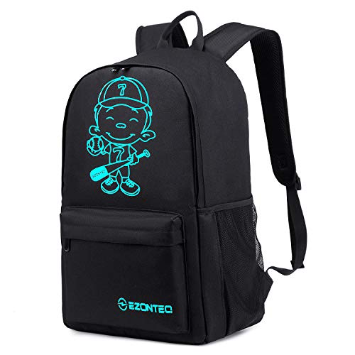 EZONTEQ Mochilas Escolares Juveniles Niño Hombre Mujer Bolsa Impermeable, Mochila Grande Negra para Deporte Viaje, Material Escolar Mochilas, Casual Mochila Impermeable, Mochila Ligera.
