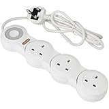 Power Strip Extension Cord Extension Lead Mscien Flexible Rotary Movable Socket With Indicator Light 1.8 M Cord 2500W/10A White 3 Way Gang