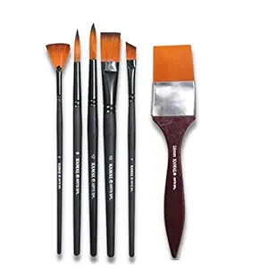 KAMAL Artist Quality Matte Handle Essential Painting Tool Kit with Synthetic Hair Brushes in Synthetic bristles and Handmade Painting Knife for Watercolor, Watercolour, Acrylic, Oil Painting