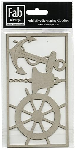 Fabscraps Beach Bliss Die-Cut Chipboard Shape Anchorbell And Ship Wheel