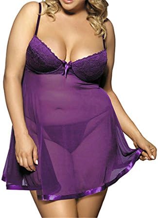 YouYaYaZ Women Costumes Plus Size(M-6XL) Teddy Sexy Robes Lingerie Set(Purple,M)