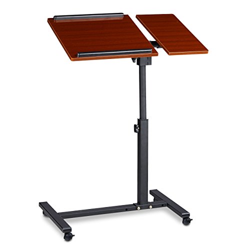 Relaxdays Laptoptisch höhenverstellbar HBT 95 x 60 x 40 cm Notebook Ständer auch für Linkshänder Sofatisch Beistelltisch mit bremsbaren Rollen mit Ablage für Maus mit 2 Stopp-Leisten, Mahagoni, rot - 2