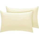 Rayyan Linen Pair of Pillowcases 100% Egyptian Cotton 200 Thread Counts, Pillow Cases 2 Pack (Cream)