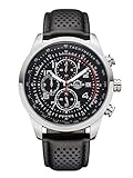 Sailor Herren-Armbanduhr Chronograph Edition, Modell Sydney, Analog Quarz mit Lederarmband, schwarz SL201-1001