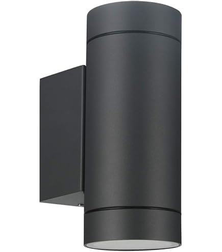 SSC-LUXon ESMO Außen-Wandleuchte Up & Down - Inkl. 2x GU10 LED Strahler, Dimmbar, IP54, Schwarz