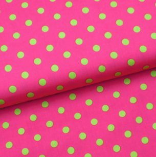 0,5m Stoff Punkte groß 8mm pink/ grün 100% Baumwolle Meterware