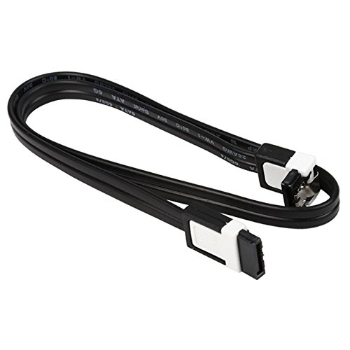 1x SATA Kabel 40cm Schwarz | 1x gerade-abgewinkelt | mit Clip | kompatibel bis zu S-ATA/600 | Serial ATA | 1,5GBs/3GBs/6GBs (abwärtskompatibel) | S-ATA Kabel | Premiumqualität