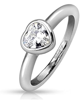 beyoutifulthings funkelnder HERZ-ZIRKONIA clear Band-Ring Chirurgenstahl 316L Partner-Ring Trau-Ring Gold Silber...