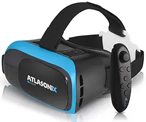 VR Headset Compatible with iPhone and Android Phones | VR Set Incl. Remote Control for Android Smartphones | 3D Virtual Reality Goggles w/Controller | Adjustable VR Glasses - Gift for Kids and Adults