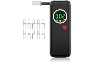 Hoonyer Etilometro Portatile,Alcol Test con Display LCD a Colori digitali, Ideale per Uso Domestico e Feste,Tester di Alcol Professionale con bocchetti di 10 Pezzi-Nero