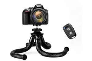 ELOKI Camera Phone Tripod, Flexible Mini Tripod with Bluetooth Control Phone Clip Travel Tripod Stand, Small Octopus Tripod for Phone, Gopro, DSLR Camera for Time-Lapse Photography