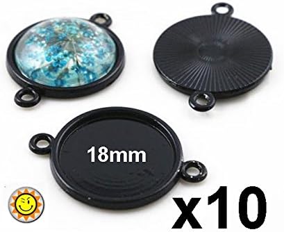 10 x 18 mm Black Support Cabochon x10