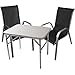 Produktbild 3tlg. Balkonmöbel Gartengarnitur Gartenmöbel Sitzgarnitur Sitzgruppe Campingtisch Klapptisch 75x55cm + stapelbare Gartenstühle Stapelstühle Stahl pulverbeschichtet mit Textilenbespannung
