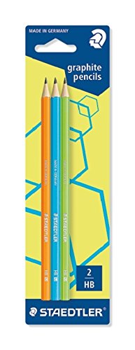 Staedtler 180F BK3-2 Bleistift WOPEX HB 3 ST, Blisterkarte, neon