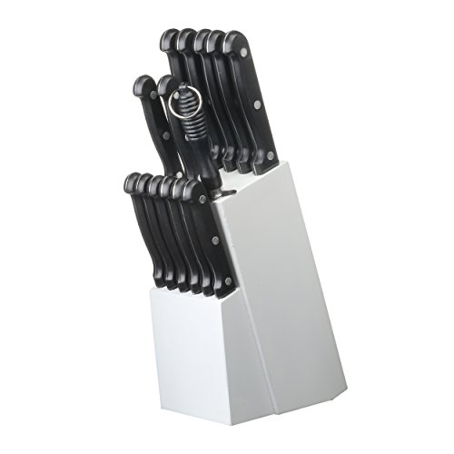 Messer-Set im weißen Holz-Messer-Block 15-teilig in Schwarz Messer-Ständer – Milumi Edition - 3