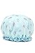 Women Ladies Girls Lips Pattern Waterproof Double Layers Elastic Band Hair Bath Cap Shower Spa Hat Blue