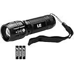 LE Adjustable Focus LED Torch,Super Bright Zoomable LED Flashlight, Batteries Included
