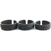 Trend Collection Erkek Mat Siyah Ayarlanabilir 3 'l&uuml; Klasik Y&uuml;z&uuml;k Set