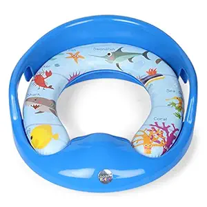 Tucute Supplies Soft Cushion Baby Potty Seat with Handle and Back Support Toilet Seat for Western Toilet (Blue)