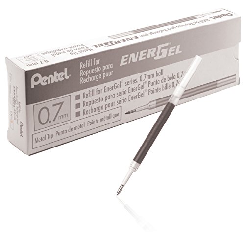 Pentel LR7 ricarica per penna roller EnerGel 0,35 mm tratto, Ø 0,7 mm, 12 pezzi nero