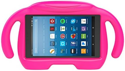 NICEKER Kids Case for Fire HD 8 2017 - Light Weight Shock Proof Handle 3D Stand Kids Friendly Protective Case for Fire HD 8 inch Display Tablet (7th Generation, 2017 Release) - Magenta/Rose