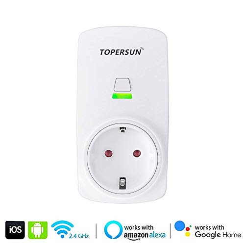 TOPERSUN WiFi Enchufe Enchufe del Interruptor Enchufe Inteligente con Control Remoto Compatible con Amazon Alexa Echo y Google Home IFTTT