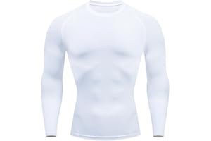 Smatstyle Maglietta Compressione Rete Traspirante Uomo Traspirante da Asciugatura Rapida Maglia Termica Manica Lunga per Allenamento Palestra Corsa