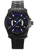 SHARK ARMY Herren Armbanduhr Analog Datumsanzeige Schwarz Edelstahl Band SAW202