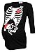 Happy Mama. Woman's Maternity Xmas Santa Baby Skeleton X-ray Top Shirt Tee. 883p (Black, UK 16/18)