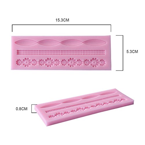 Gazechimp Silikon-Form für Fondant/Schokolade/Zuckerverzierung, für Cupcakes, Mehr Form – Rosa 3 Strings Blumen, 5,2 x 15,3 x 0,6 cm - 8