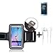 Produktbild TOP SET für Sony Xperia XA2 Dual-SIM Neopren Jogging Armband Sportarmband Oberarmband für Sony Xperia XA2 Dual-SIM schwarz mit Reflektor Streifen + Ohrstöpsel. Fitness Lauf Armband
