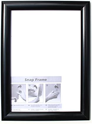 Four X Ninety A5 Black Snap Frame to easily change photo / advert with frame still hanging -  25mm Mitred Corners and Security / Safety Perspex Glazing