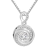 Soufeel Damen Kette mit Anhänger 925 Sterling Silber Swarovski Schmuck Set mit Weiß Steinen Zirkonia Damen Halskette 45cm Kettenlänge Geschenk für Frauen