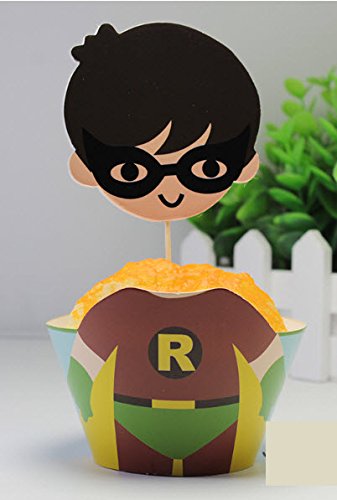 Cupcake-Dekoration und Förmchen Superhelden, Geburtstagsfeier für Jungen, 24 Stück - 5