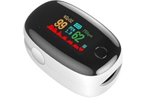 FONCBIEN Oxymètre de Doigt - Mesure SpO2 et Fréquence Cardiaque en 3-5 Secondes - Écran LCD Couleur - Saturomètre Portable avec Précision Clinique (Blanco)