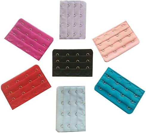 Kissing U Bra Extenders Assorted Color 3 Rows 4 Hooks for Women Ladies 7 Pcs