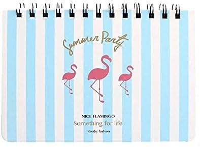 Spiral Weekly Planner Pad - Chris Wang Wirebound Undated Week Scheduler Book - 4.92 x 7.25 Inch - Blue Flamingo