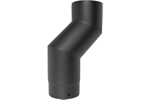VIT SMOOTH Black Stove Pipe -150mm (6inch) One Piece Stove Offset Vitreous Enamel Award Winner 12 Year Warranty