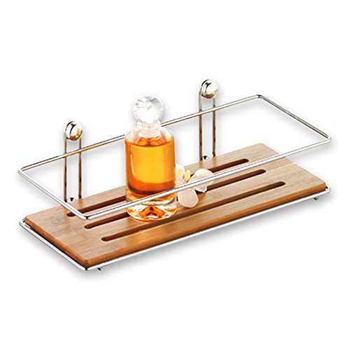 HC-Handel 930346 Wandregal "Bonja" Bambus/Stahl 26,5 x 11,5 x 10 cm natur/silber