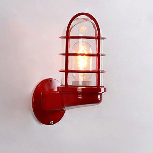 Indoor wall lamp Wall Lamp Outdoor Waterproof Explosion-proof Cage Iron Single Head Wall Lamp E27 ( Color : Red )
